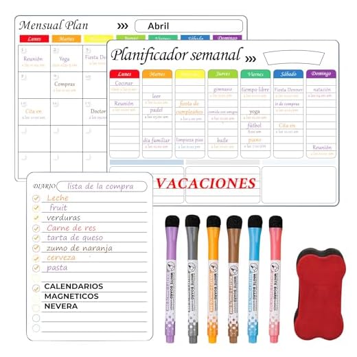 Nuzzli Calendario Magnetico Nevera - Planificador Semanal Magnético y Organizador - Pizarra Magnetica Nevera - Planificador Mensual para una Organización Eficiente - Organizador Semanal Nevera