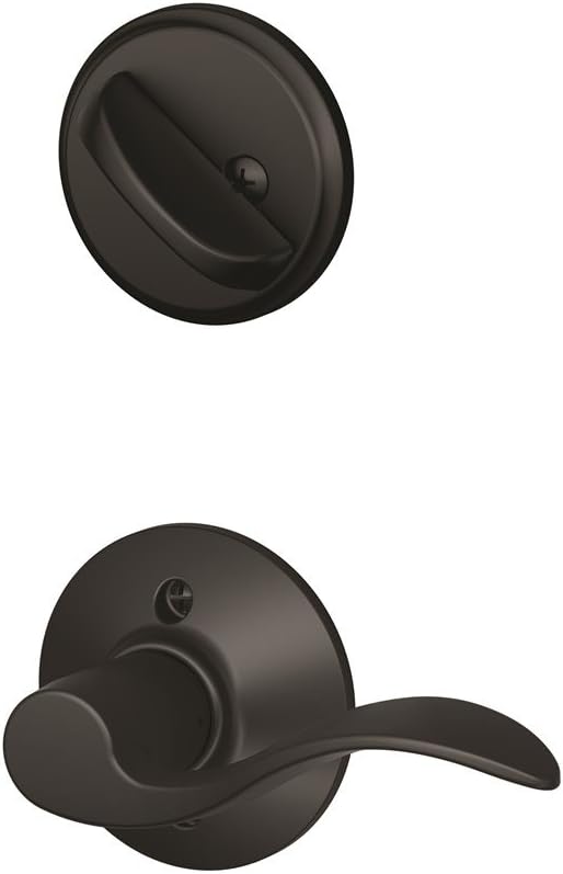 Schlage F59 ACC 622 LH Accent Interior Left-Handed Lever with Deadbolt, Matte Black (Interior Half Only)