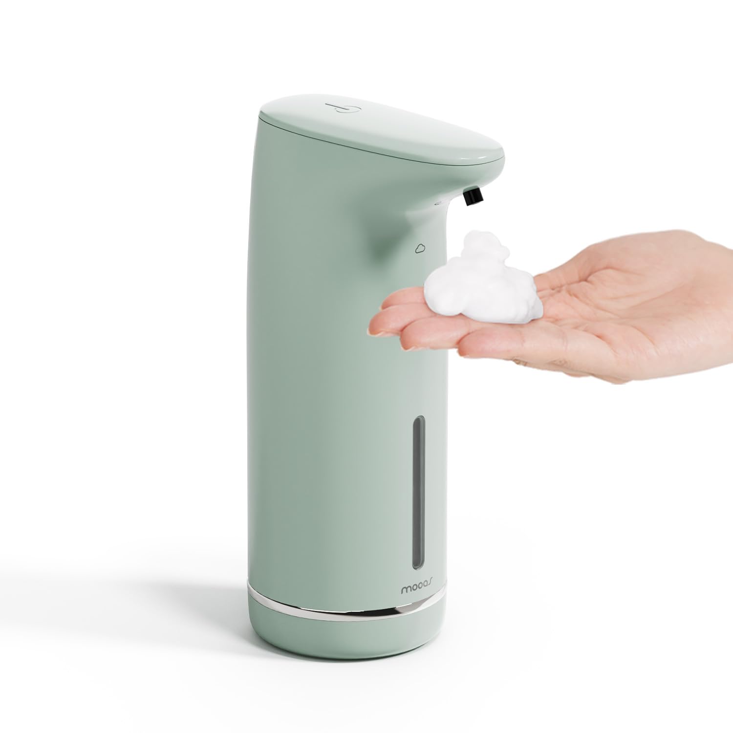 mooas Automatic Foaming Soap Dispenser Milky Touchless Foaming Hand Soap Dispenser, USB Rechargeable Electric Sensor Auto Foam Soap Dipsenser for Bathroom Kitchen Dish Wash Commercial 10.8oz (Mint)
