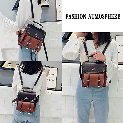 Vintage Vrouwen Rugzak Little Bee Mode Pu Lederen Vrouwen Rugzakken Eenvoudige Stijl Handtassen Waterdichte Anti-Diefstal Wandelen Satchel School Rugzak Tas - Image 8