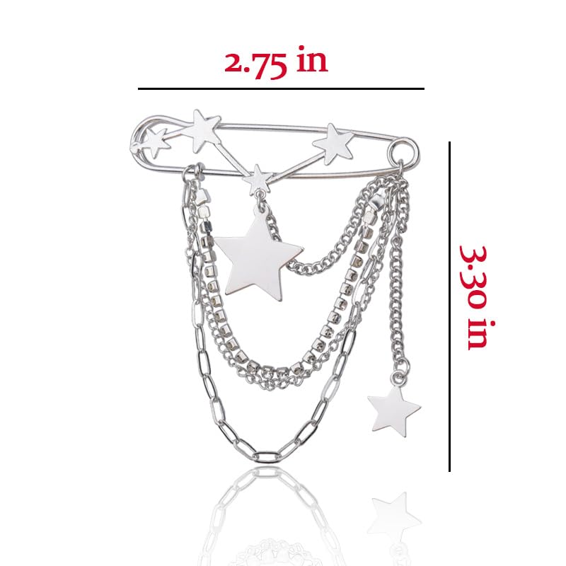 Image of Y2k Chain Brooch Pins for Women Silver Gold Tassel Pin for Coat Collar Brooch Pin Y2k Punk Shoes Clothing Accessories