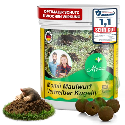 Momii Maulwurf Vertreiber-Kugeln mit Sofort- und Langzeitwirkung effektives Mittel gegen Maulwürfe (1er Pack.)