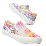 Hurley Kids Canvas Slip On Sneakers – Low Cut Skateboarding Shoes for Kids, Sports Shoes for Boys and Girls, Casual Sneakers, TIE DYE