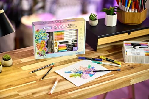 Image of Crayola Pastel Colors Art Kit 50pcs, Kids Art Set with Markers & Pencils