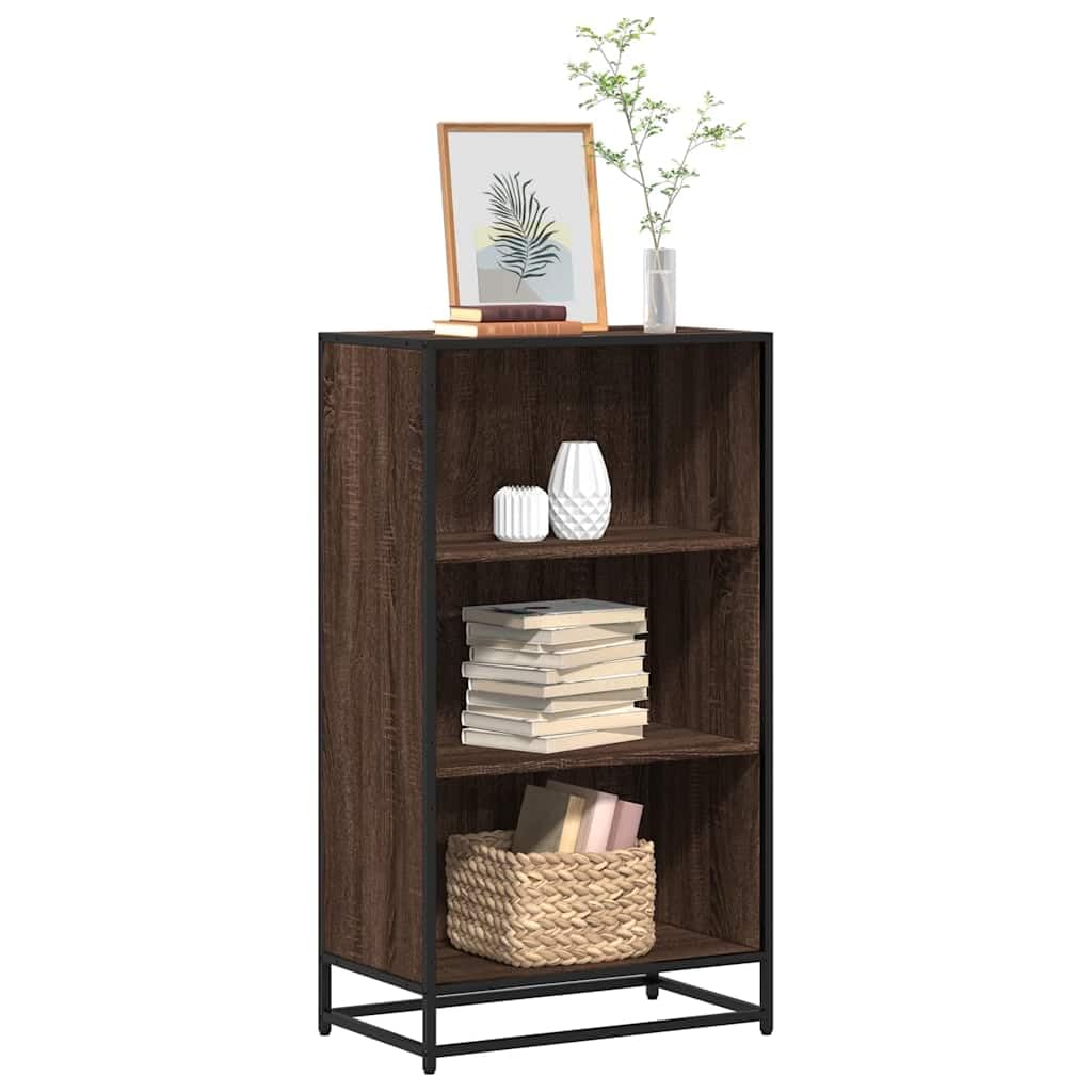 Estantería estrecha 60 x 35 x 107,5 cm marrón efecto roble madera de metal estante alto para salón almacenamiento