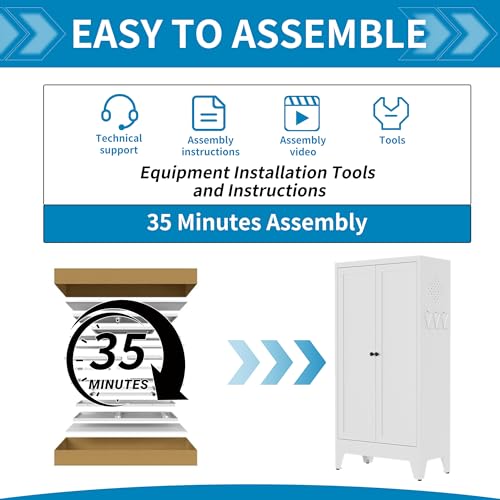Image of 48 inch H White Steel Pantry Storage Cabinet with 3 Adjustable Shelves, 4-Tier Tall Metal Cabinets for Kitchen, Living Room, Garage, Heavy Duty Freestanding Utility Cabinet, Assembly Required