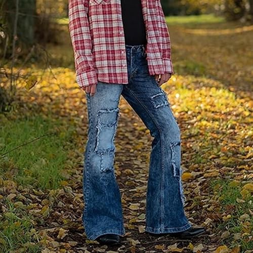 Men Vintage Patchwork Bell Bottom Jeans Classic Retro Disco Flared Leg Denim Pants 60s 70s Wide Leg Jean Trousers3