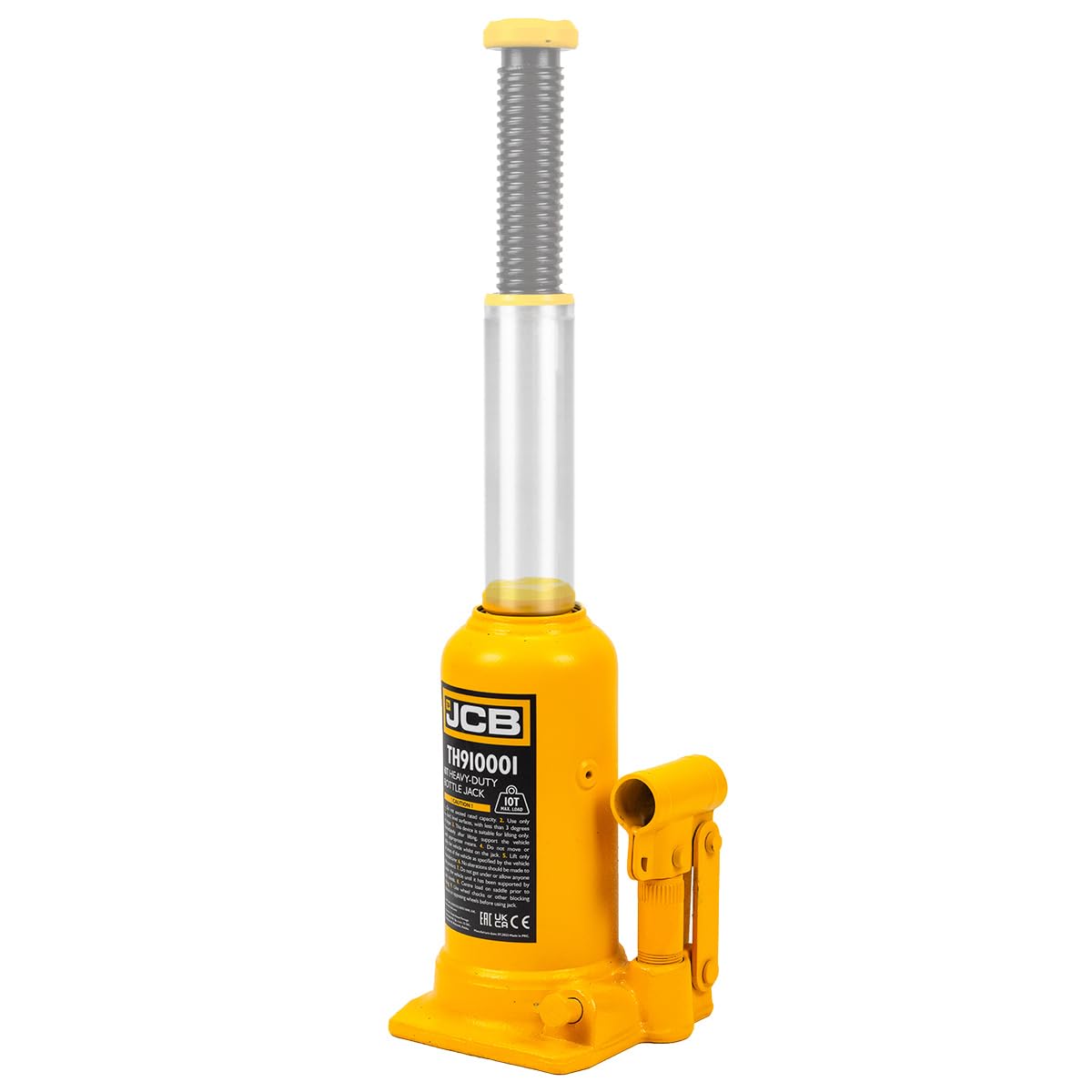 JCB Cric Bouteille hydraulique Automobile Robuste de 10 tonnes, Levage Maximal de 488 mm