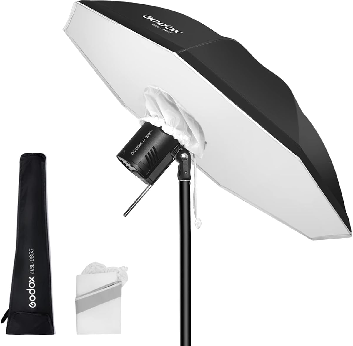 Godox UBL-85S 85cm 33.4” Silver Inner Reflective Umbrella | Photography Studio Soft Light Umbrella with Large Diffuser Cover for Video Shooting