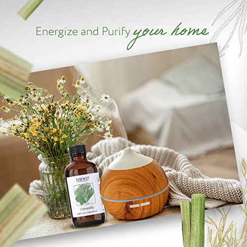 Hbno Citronella Essential Oil - Huge 4 Oz (120Ml) Value Size - Natural Citronella Oil, Steam Distilled - Perfect For Cleaning, Aromatherapy, Diy, Soap & Diffuser - Citronella Essential Oils #TOP5