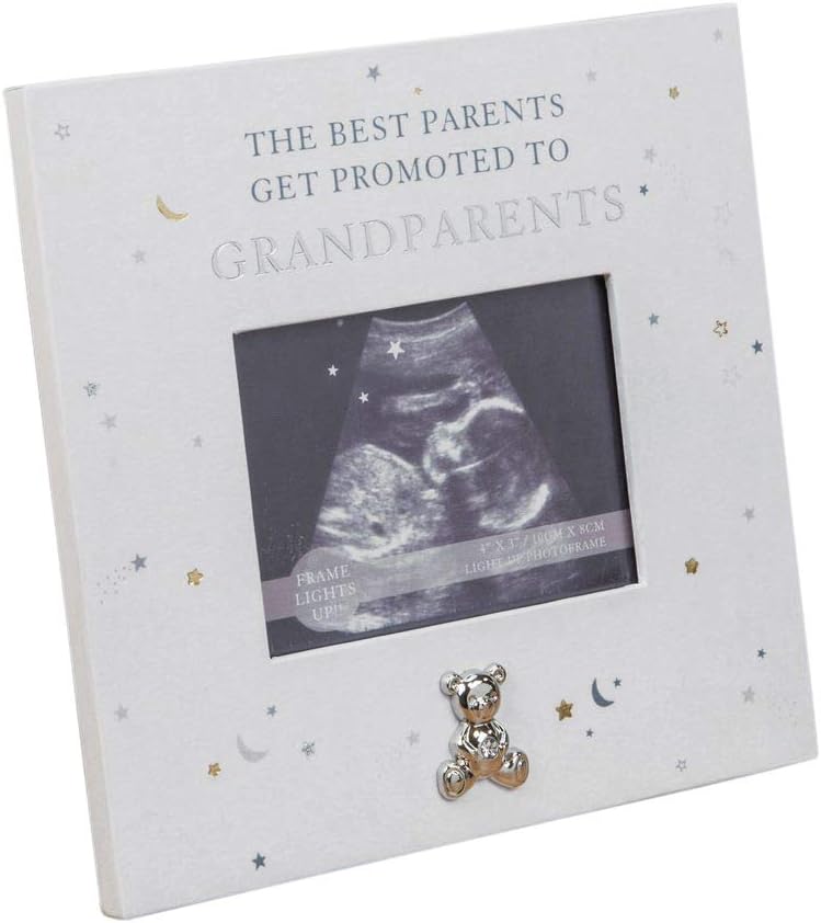 Happy Homewares The Best Parents Get Promoted to Grandparents Frame with Gold and Silver Stars