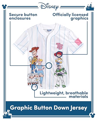 Image of Disney Womens Baseball Jersey Lightweight Graphic Baseball Shirts for Women | 100% Polyester Fabric, Lightweight & Breathable, Mesh or Button-Down Styles