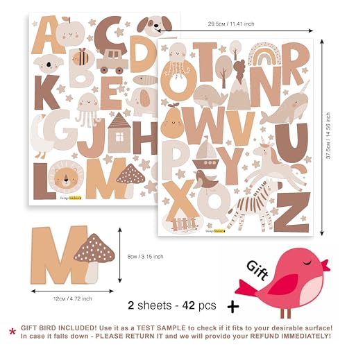 Alphabet Stickers Boho, ABC Wall Decals Kids, Nursery ABC Wall Décor miniatura 2