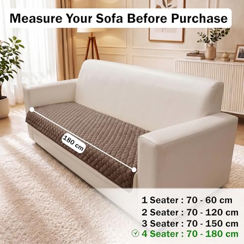 Image of Story@Home Premium Quilted Anti Slip Sofa Cover Mats for L Shape and 1 /2 /3 Seater Sofa. Make Your Own Sofa Cover Set, 70(D) x 180(L) cm - Brown