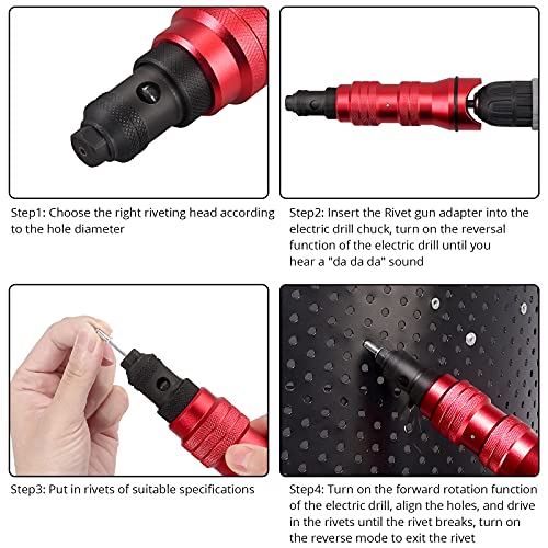 JUSTOOL Profi Nietaufsatz Nietmutternaufsatz Elektrisch Niet-Gerät für Akkuschrauber oder Bohrmaschine für 2,4-6,4mm… – Bild 5