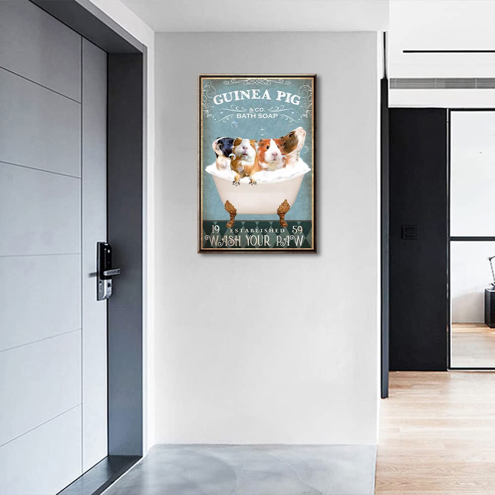 Pig Poster Canvas Wall Art Guinea Pig Lovers Gifts Guinea Pig Canvas Wall Art Print for Living Room Bedroom Bathroom Room Office Wall Decor Stretched and Framed Ready to Hang - Image 3