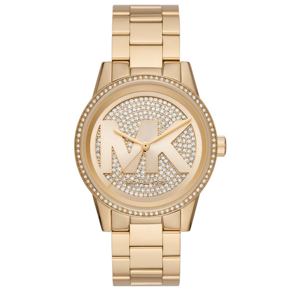 Michael Kors Reloj de Mujer Ritz, Caja de 37 mm, Movimiento cronógrafo de Cuarzo, Correa de Acero Inoxidable