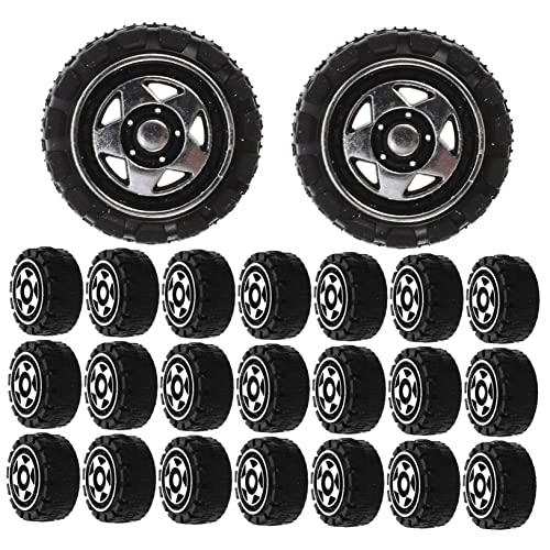 Vaguelly 50 Pezzi Ruote Giocattolo in Plastica 31,5mm per Auto Fai da Te, Ruote di Ricambio per Veicoli per Bambini, Accessori per Modellini Creativi e Giochi Educativi
