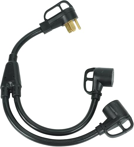 Enchufe macho de 50 amperios 14-50P a dos 30 amperios TT-30R hembra RV Y cable adaptador con mango de agarre para caravana, remolque, cámper