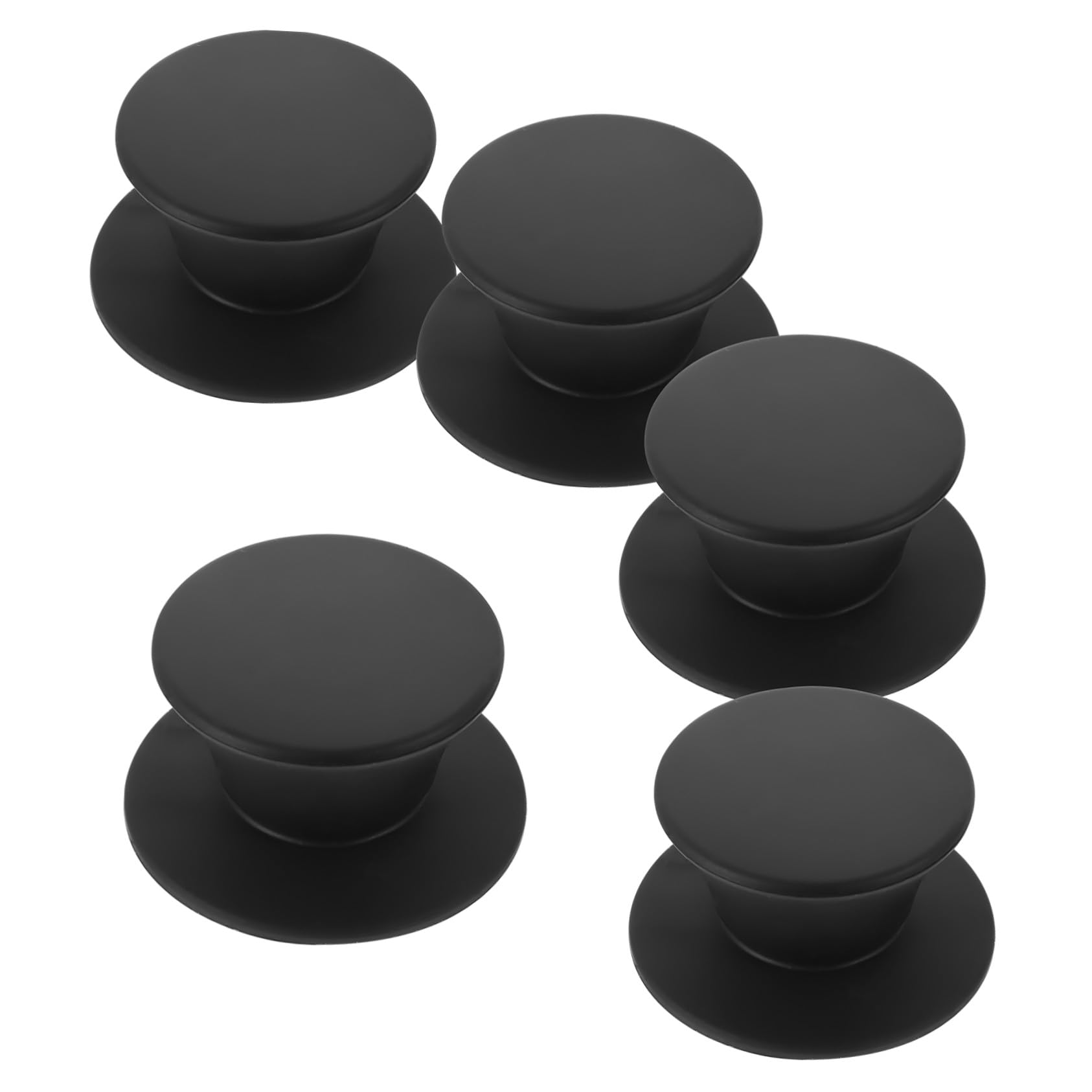 5 piezas Pomos para Tapas de Olla de Silicona Resistente al Calor con Tornillos Mango para Utensilios de Cocina Fácil Instalación Negro