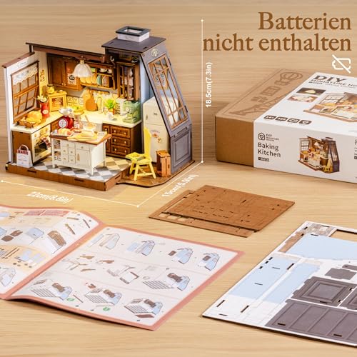 Rolife Miniatur Haus Bäckerei Küche - Mini Haus Selber Bauen, Puppenhaus Tiny House Bausatz 3D Puzzle Book Nook für Erwachsene Jugendliche – Ansicht 3