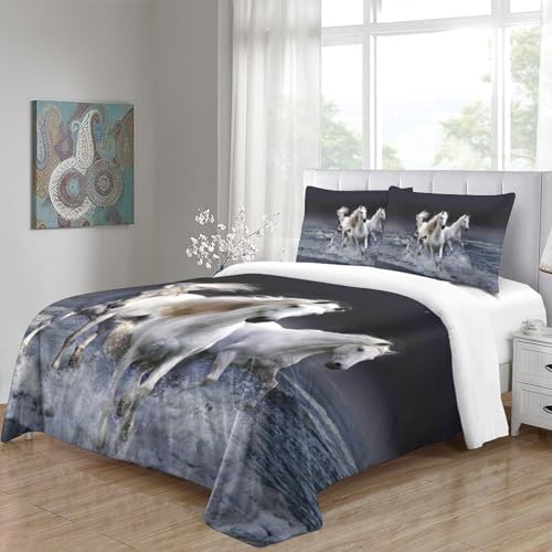 Housse de couette microfibre de qualité supérieure motif cheval 3D - 5