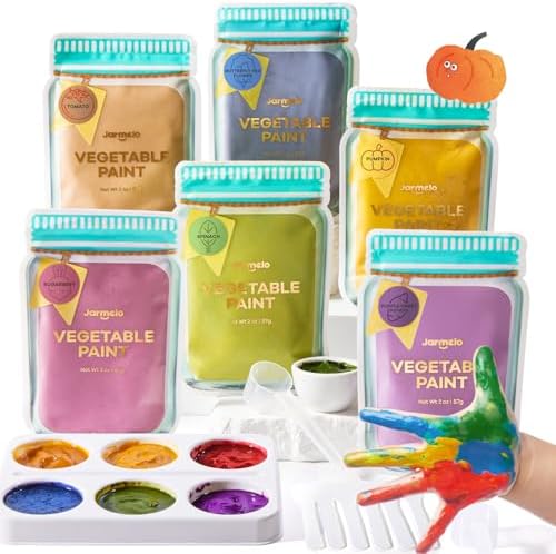 Jar Melo Washable Finger Paints Powder for Babies, 6 Colors