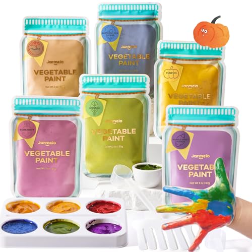 Image of Jar Melo Washable Finger Paints Powder for Toddlers, Safe Paints for Baby's Hand and Feet, Non-Toxic Preschool Art and Craft Supplies, 6 Colors