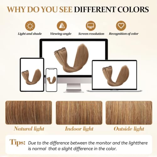 Image of Chestnut Brown Hair Extensions Real Human Hair Clip Ins Remy for Women | No Tangle, No Shedding, Human Hair Clip in Extensions, Seamless Invisible, Volume, Double Weft, 8PCS, 100g, Straight