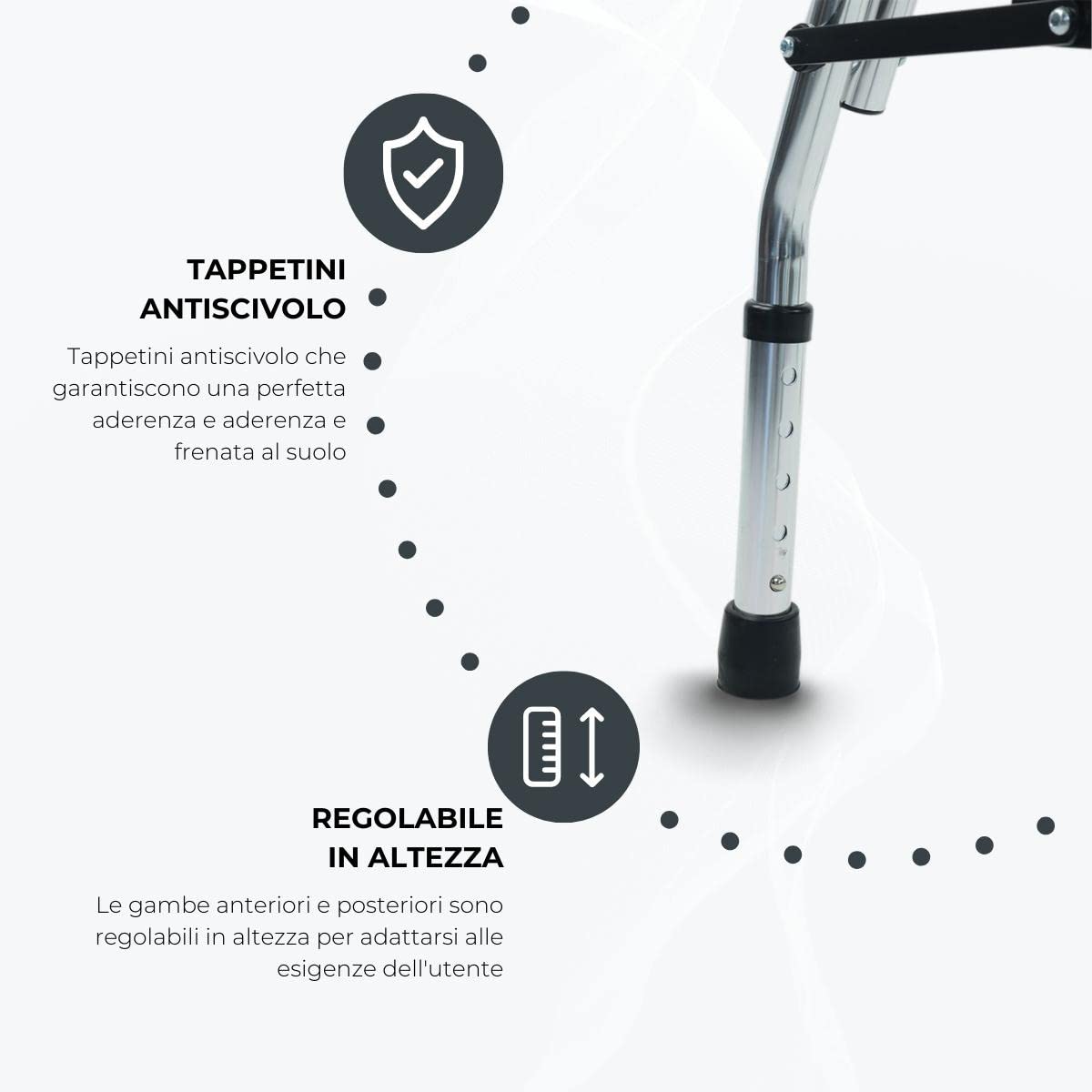 Mobiclinic®, Deambulatore per anziani, Compostela, Marchio europeo, 2 ruote, Pieghevole in alluminio, Leggero, Con seduta, Schienale imbottito, Regolabile altezza