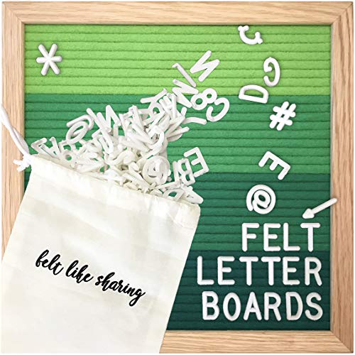 Felt Like Sharing Square Letter Board (Green Felt - 10â€x10â€) â€“ Changeable Message Board with 3 Sets of Felt Board Letters for Home, Office, & Aesthetic Room Decor â€“ Wall Letterboard Signs In Oak Frame