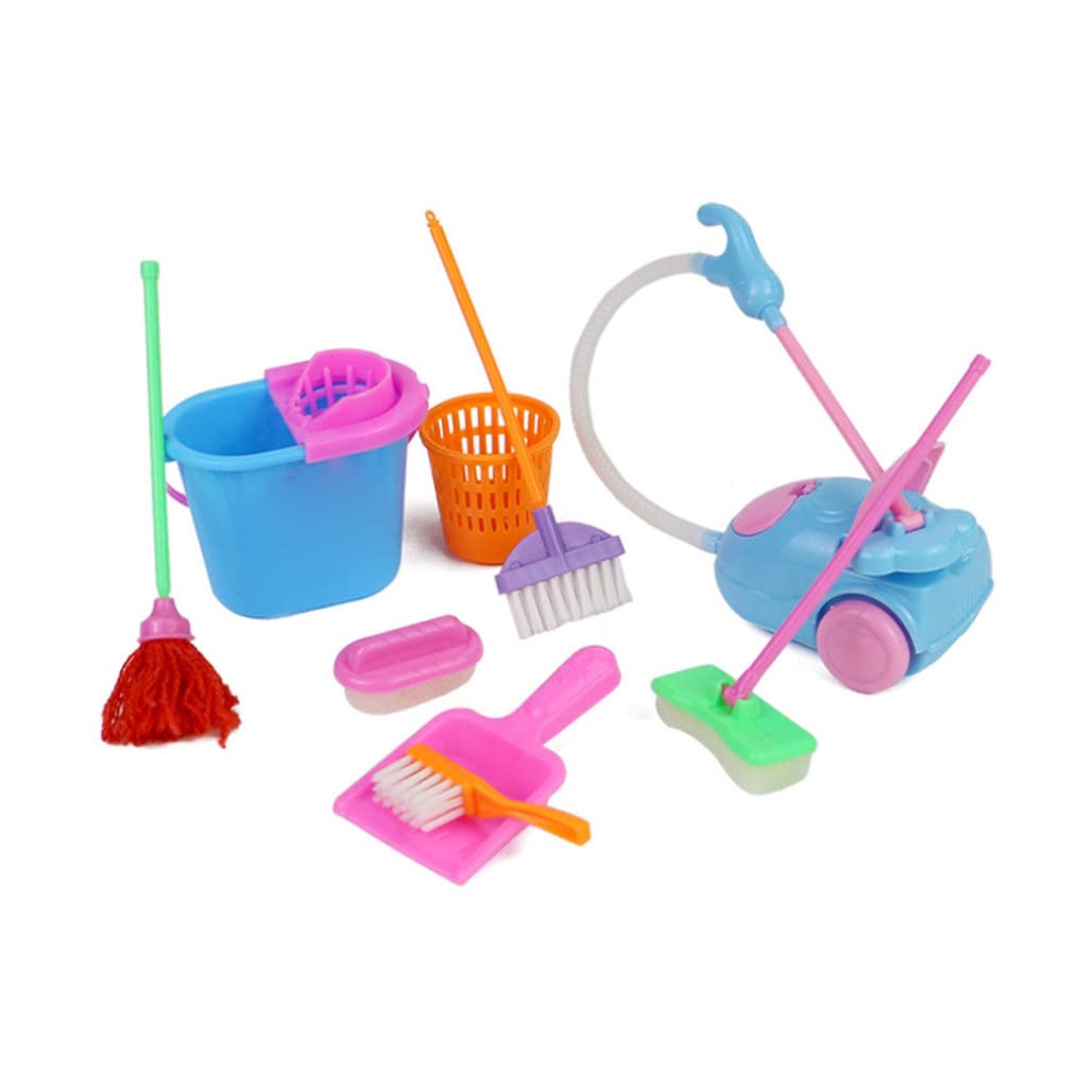 Kit de Jouets de Jeu Simulation pour la Maison, 9 pièces, Mini aspirateur, vadrouille, Balai, Outils, Accessoires, Jouets pour Filles et Enfants