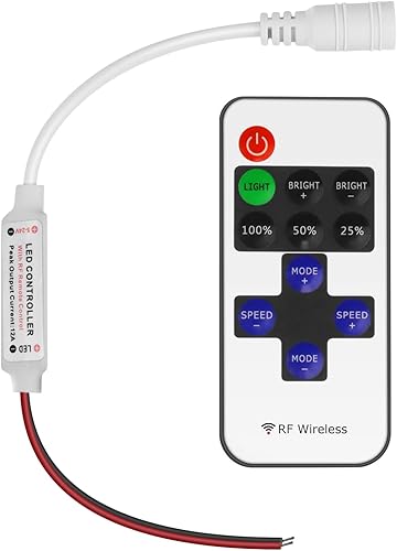 Mini control remoto inalámbrico RF para luces de tira LED de un solo color 3528 5050, control remoto inalámbrico con conector de CC a cable,