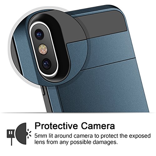 Vofolen Upgraded Case For Iphone X Xs Case Wallet Case Card Holder Id Slot Pocket Dual Layer Hybrid Cover Shockproof Anti-Scratch Protective Hard Shell Bumper Armor For Iphone X Xs 10 10S - Matte Navy #TOP4
