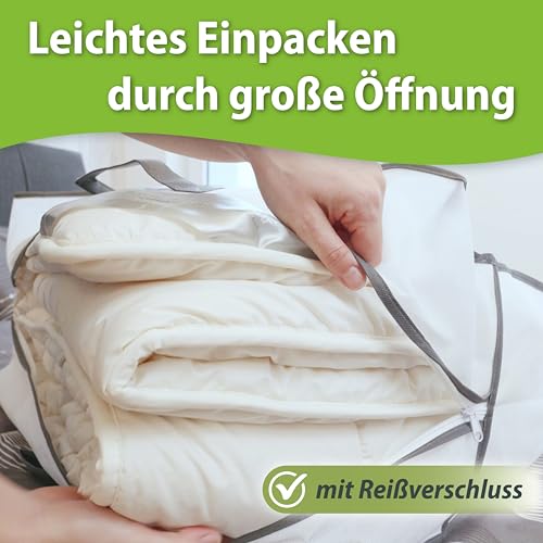 franknatur 2x Aufbewahrungstasche für Bettdecken - Tasche Aufbewahrung Bettwäsche