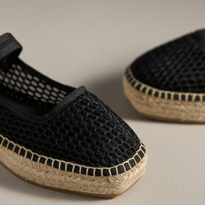 MAVMAX Mary Jane Espadrilles for Women Woven Outsole Ballet Flats Platform Canvas Shoes Summer Flat 5