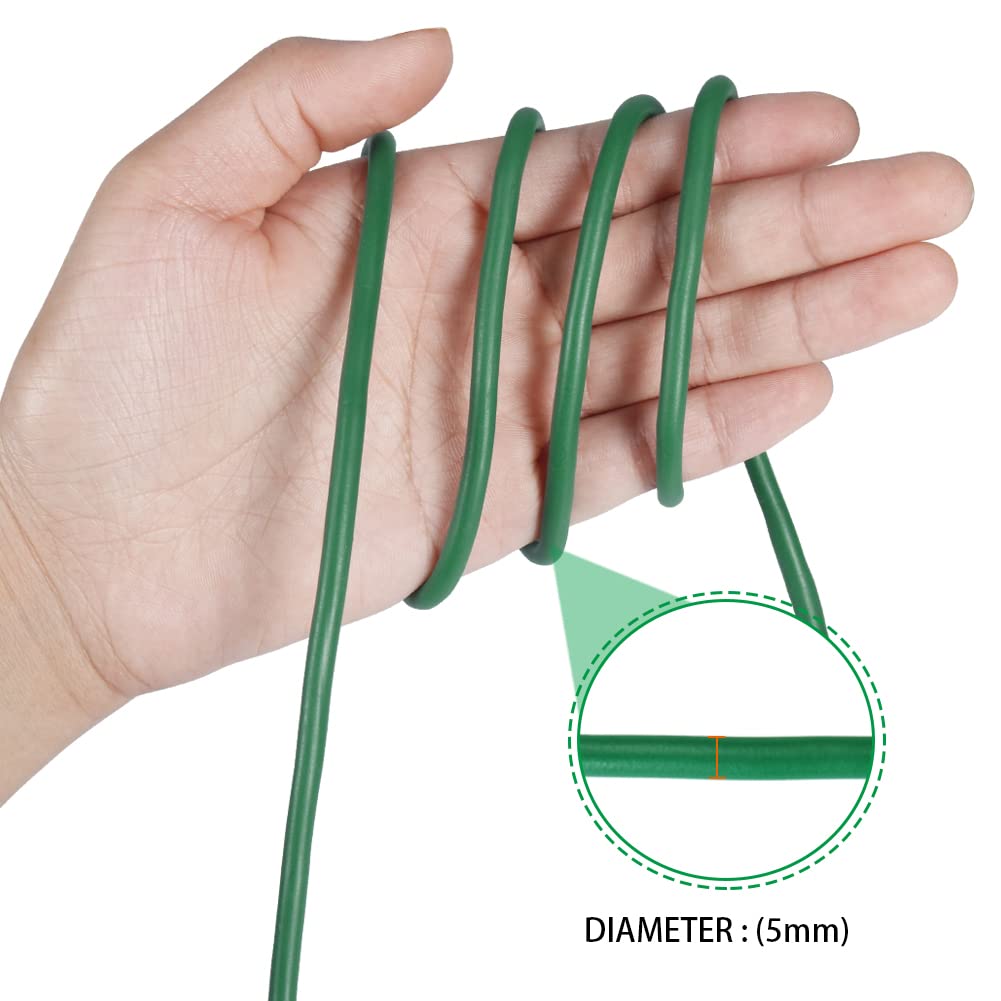 Tenn Well Lazos verdes para plantas, 32 pies 5 mm, bridas de alambre suaves para plantas de tomate, rosas trepadoras y pepinos (2 unidades x 16 pies)