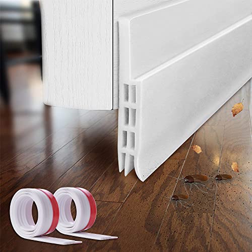 Burlete Puerta Tira de Sellado Burlete Bajo Tira Autoadhesiva Silicona para Aislamiento Acústico/a Prueba de Viento/Anti-bug de Sellado, La Cinta de Sellado de La Puerta, Blanco, 2 Piezas(5 * 100cm) Cover