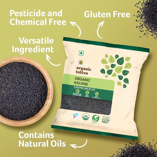 Image of Organic Tattva Kalonji Seeds 100g | Whole Nigella Kalonji Seeds for Daily Cooking, Baking & Seasoning Use