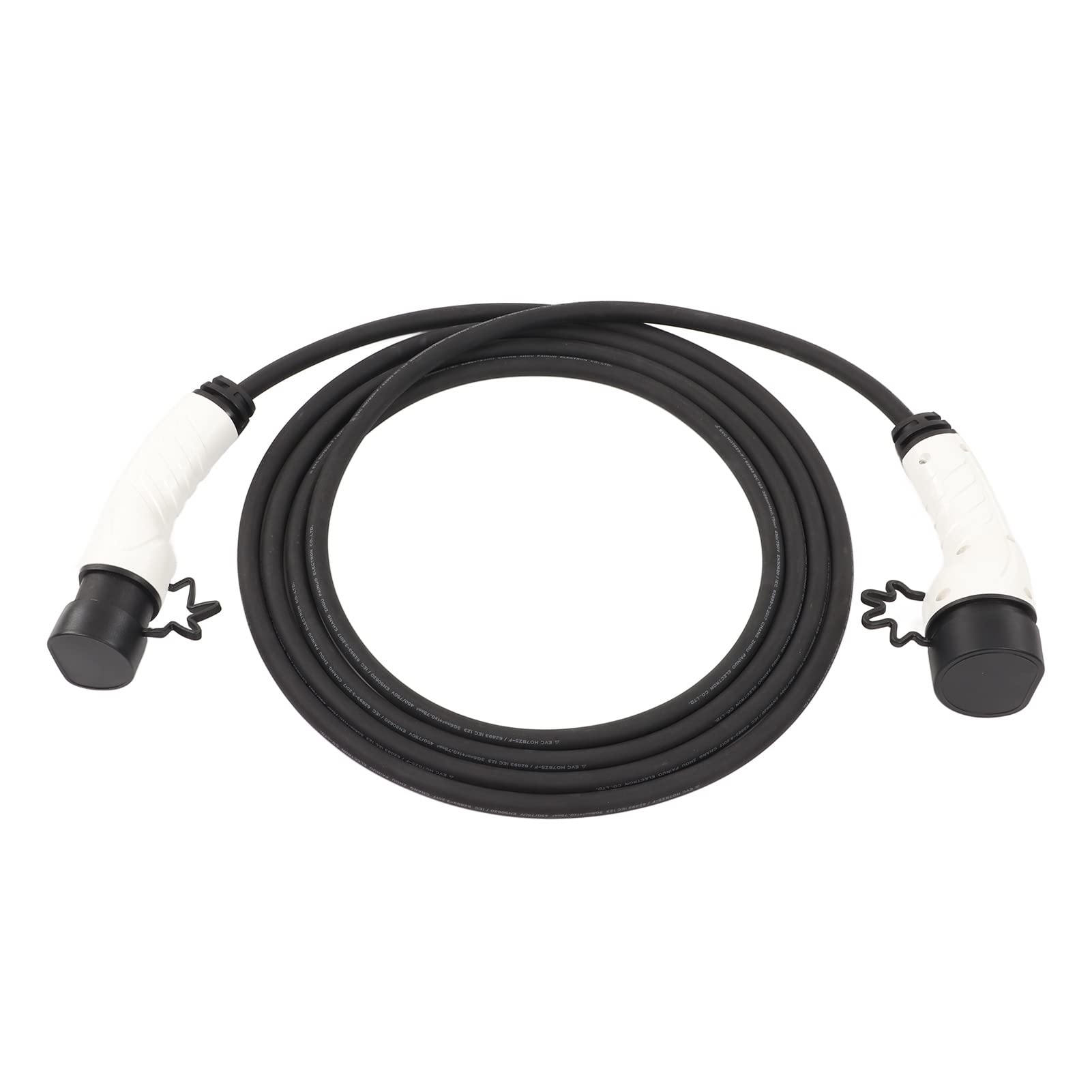 Cable de Carga EV Tipo 2 A Tipo 2, Cargador de Vehículo Eléctrico Portátil Trifásico de 32 A 22 KW con Tapas A Prueba de Polvo, Diseño de Curvatura en ángulo, para Automóviles