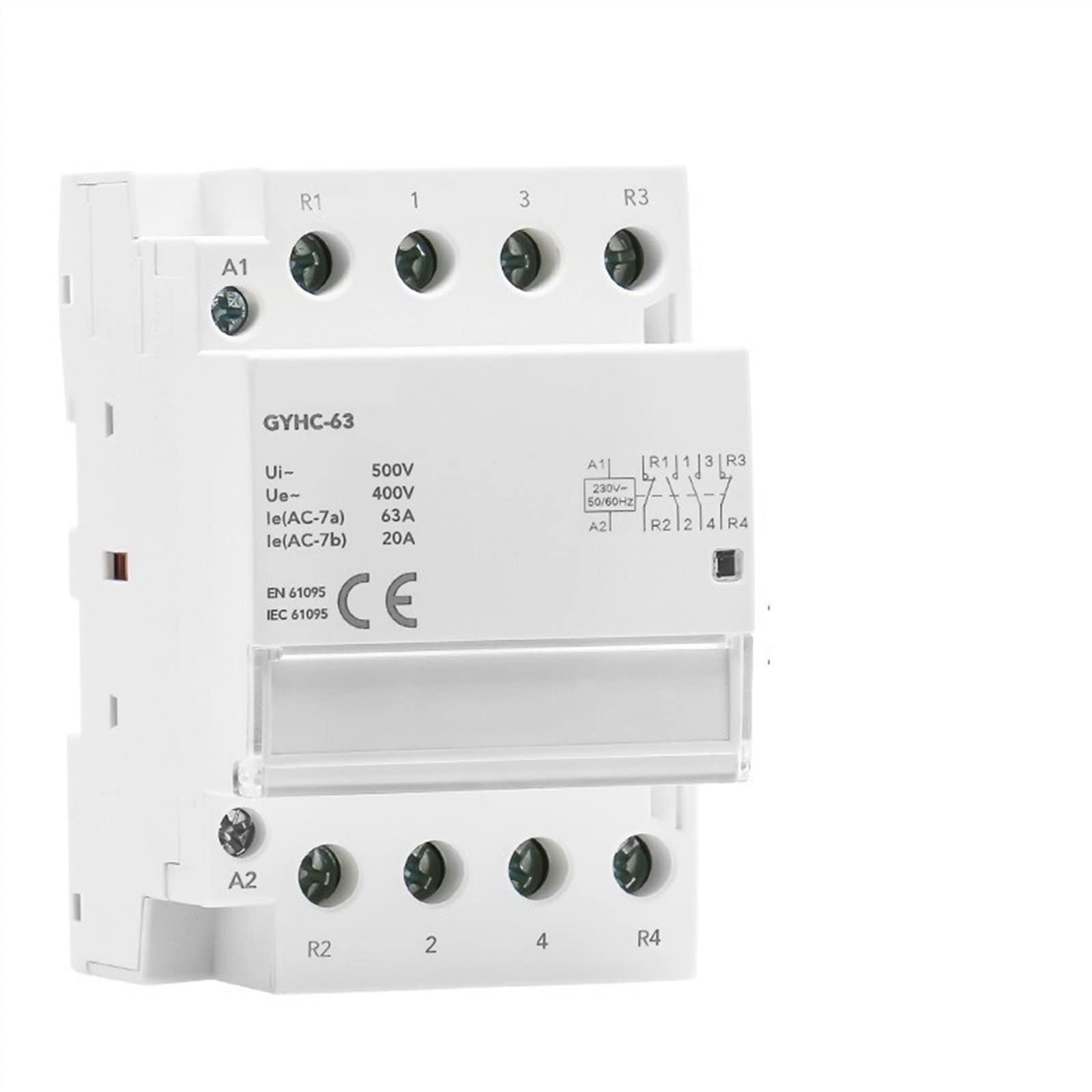 RCGKNNMUZ Din Rail AC Contactor 4P 40A 63A 4NO 4NC 2NO2NC 3NO1NC House Use Or for Charging Pile Contactor 1Pcs(4p 63a 4nc)