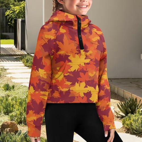 Cute Hoodies for Girls 5-14 Girls Half Zip Sweatshirt for Kids Long Sleeve Tops Athletic Hoodie with Pockets3
