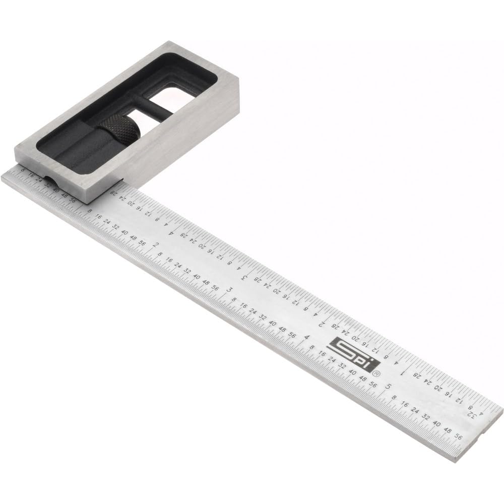 SPI 13-196-1 Adjustable Double Square: English & Metric Graduation, 6 inch Blade