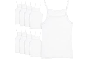 Girls' Undershirts - 9 Pack 100% Cotton Tagless Camisole Tank Tops