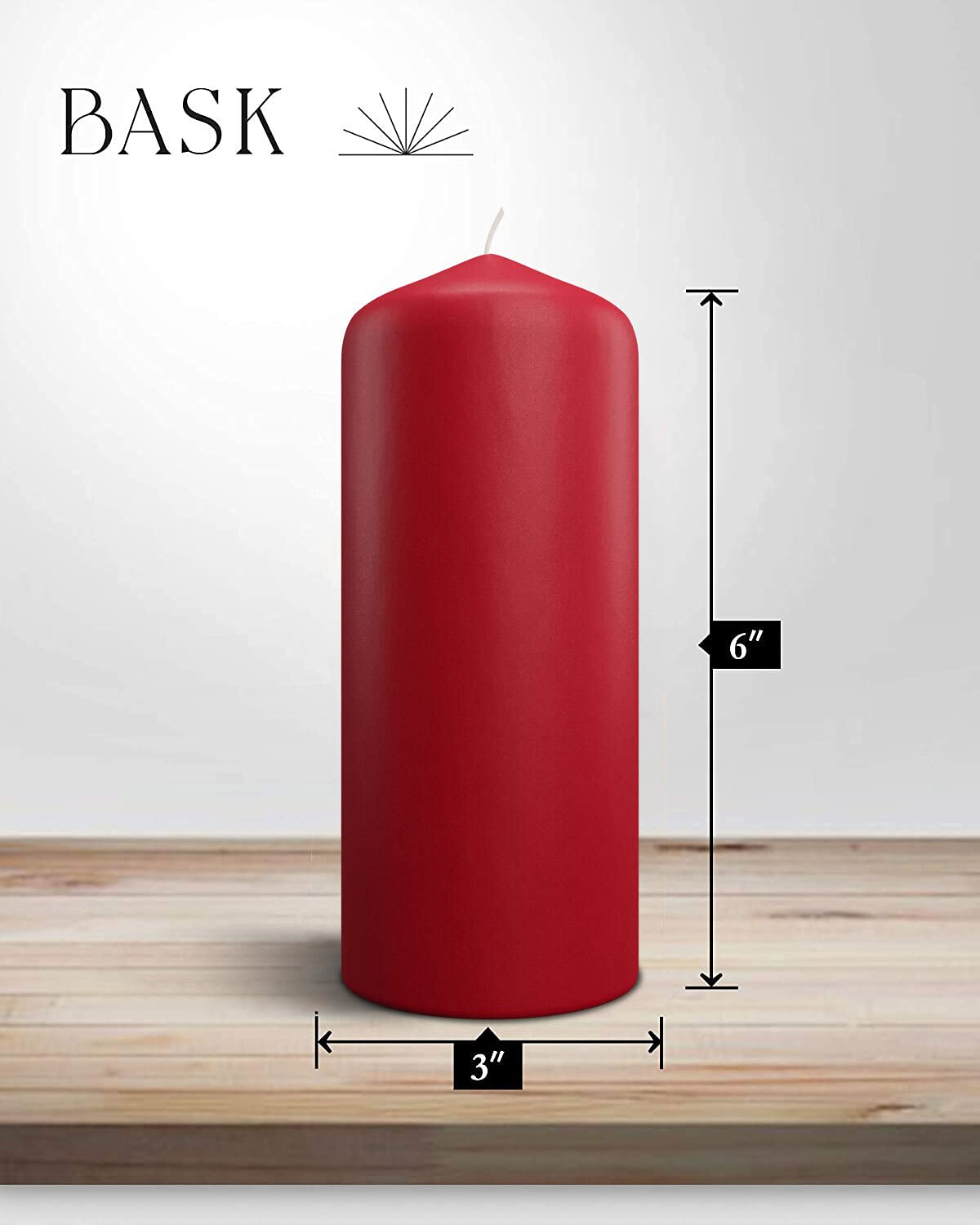 Bask Velas de pilar de vacaciones - Velas decorativas sin aroma en rojo de Navidad - Paquete de 6