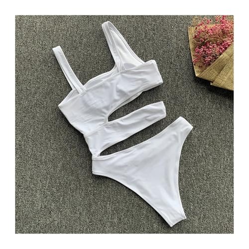 Sexy Bikini Set One Shoulder One-Piece Swimsuit Off Shoulder White Patchwork Swimsuit Bodysuit3