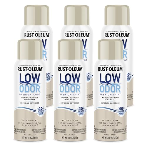 Image of Rust-Oleum Low Odor Premium Spray Paint, 11 oz, Gloss Ivory, 6 Pack