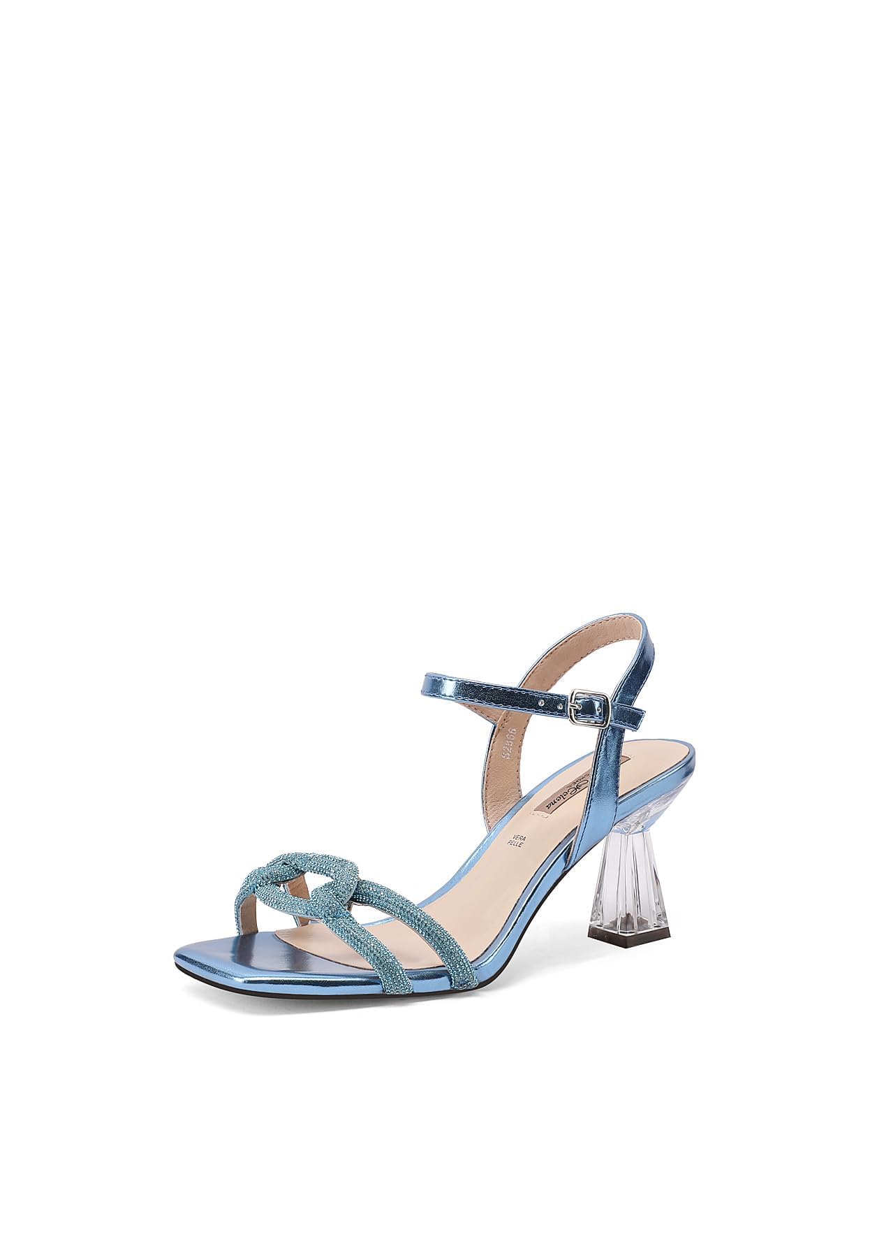 QUEEN HELENA Sandali Eleganti con Strass con Tacco Trasparente Donna S2866