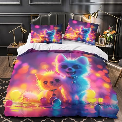 Housse de couette chien 3D 200x200 cm en microfibre avec taie d'oreiller - 4