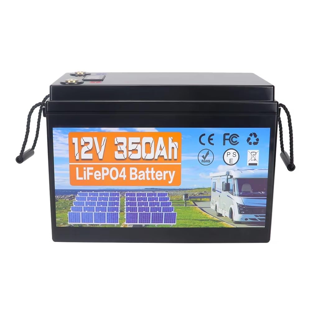 12V 350Ah LiFePO4 Batterie, Eingebauter 100A BMS, 18000 Tiefzyklen, Leichte Lithium-Eisenphosphat-Batterie für Hausenergie, Wohnmobil, Trolling-Motor, Marine, Solar, Off-Grid